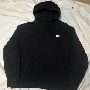 Nike Men's Black Hoodie with White Swoosh